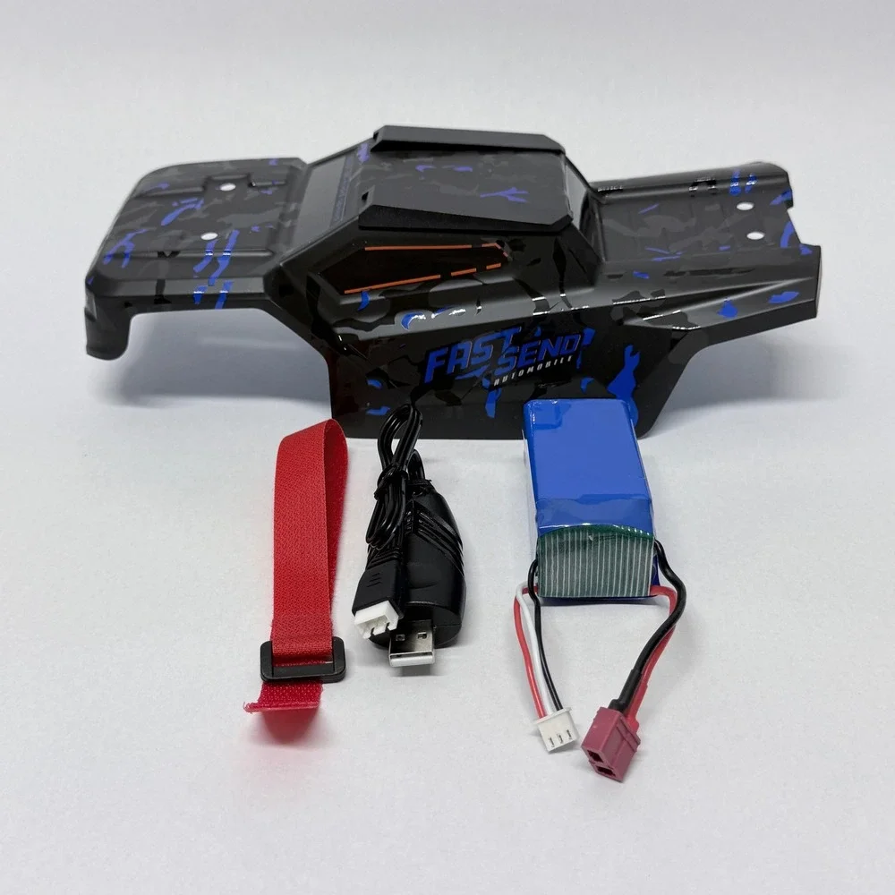 TENSSENX 1/14 Scale RC Truck Body Shell Battery and Charger Set Black Blue Camo